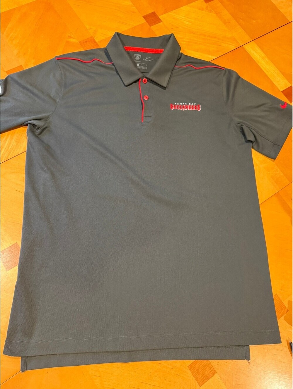 Nike Dri-FIT Tampa Bay Buccaneers Polo Men's Large NFL Gray Embroidered Shirt